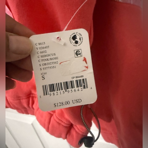 Free People Movement Oversized Away We Go Half Zip Pullover Sweatshirt Pink S128 - Picture 8 of 14